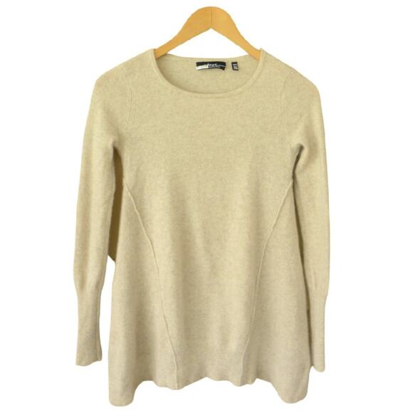 Saks Fifth Avenue 100% Cashmere Crewneck Sweater Tan Beige Neutral - Picture 1 of 8